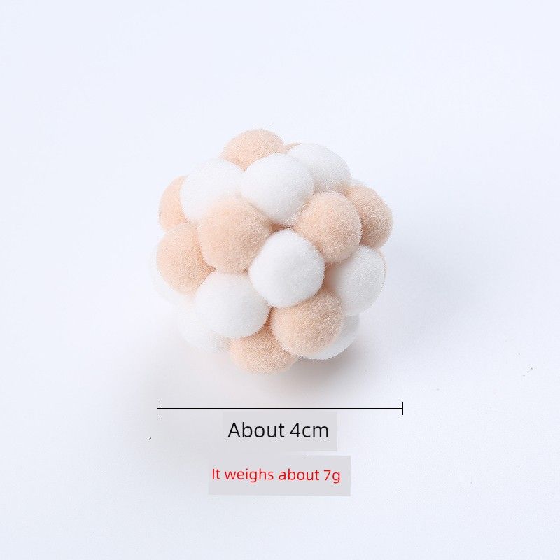 

Tail Star Cat Toy Macaron Color Stuffed Bell Ball Funny Cat Chasing Fun Bite-Resistant Self-Hi Pet Supplies White Brown 4cm
