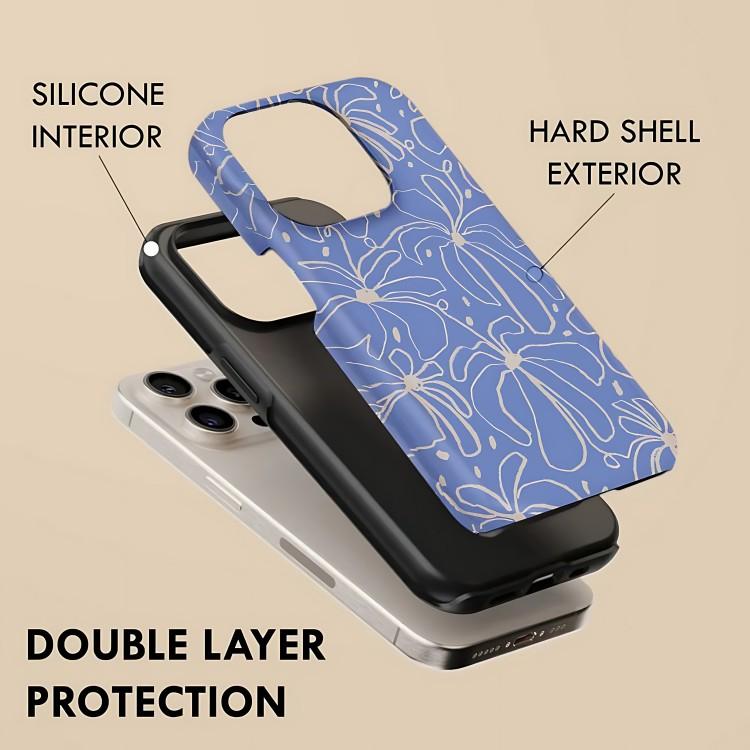 Abstract blue flower Phone Case for iPhone 17 17e 16e 16 15 14 13 12 11 X XS XR XSMAX 8 Air Pro Max Plus Double-layer Back Cover