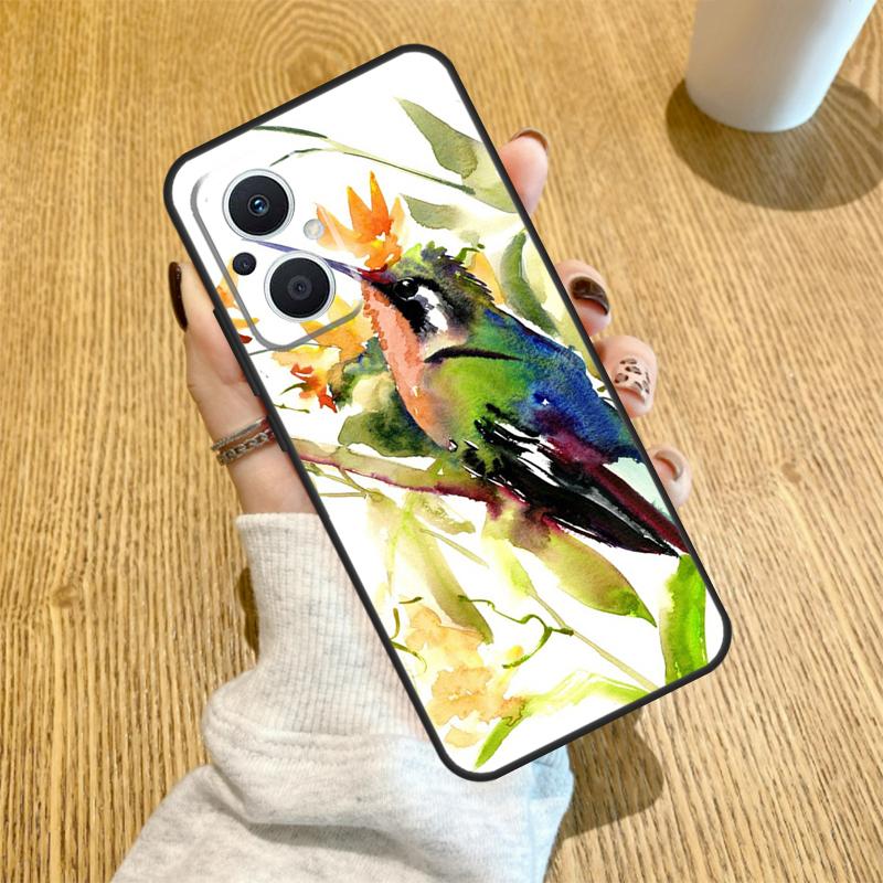 Hummingbird and Flowers Funda For OPPO Reno 10 11 12 13 14 Pro 14F 13F 12F 11F 7 8 Lite OPPO Find X5 X8 X9 Pro Case