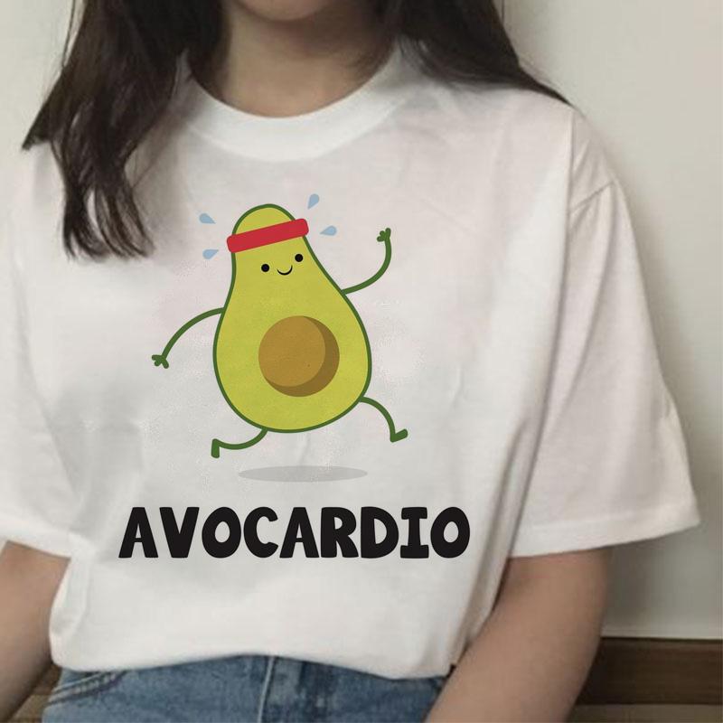 Avocado Women Vegan Femme Ulzzang 90S Harajuku Kawaii Vintage T Shirt Funny Tshirt Graphic T-Shirt Style Female Aesthetic Korean