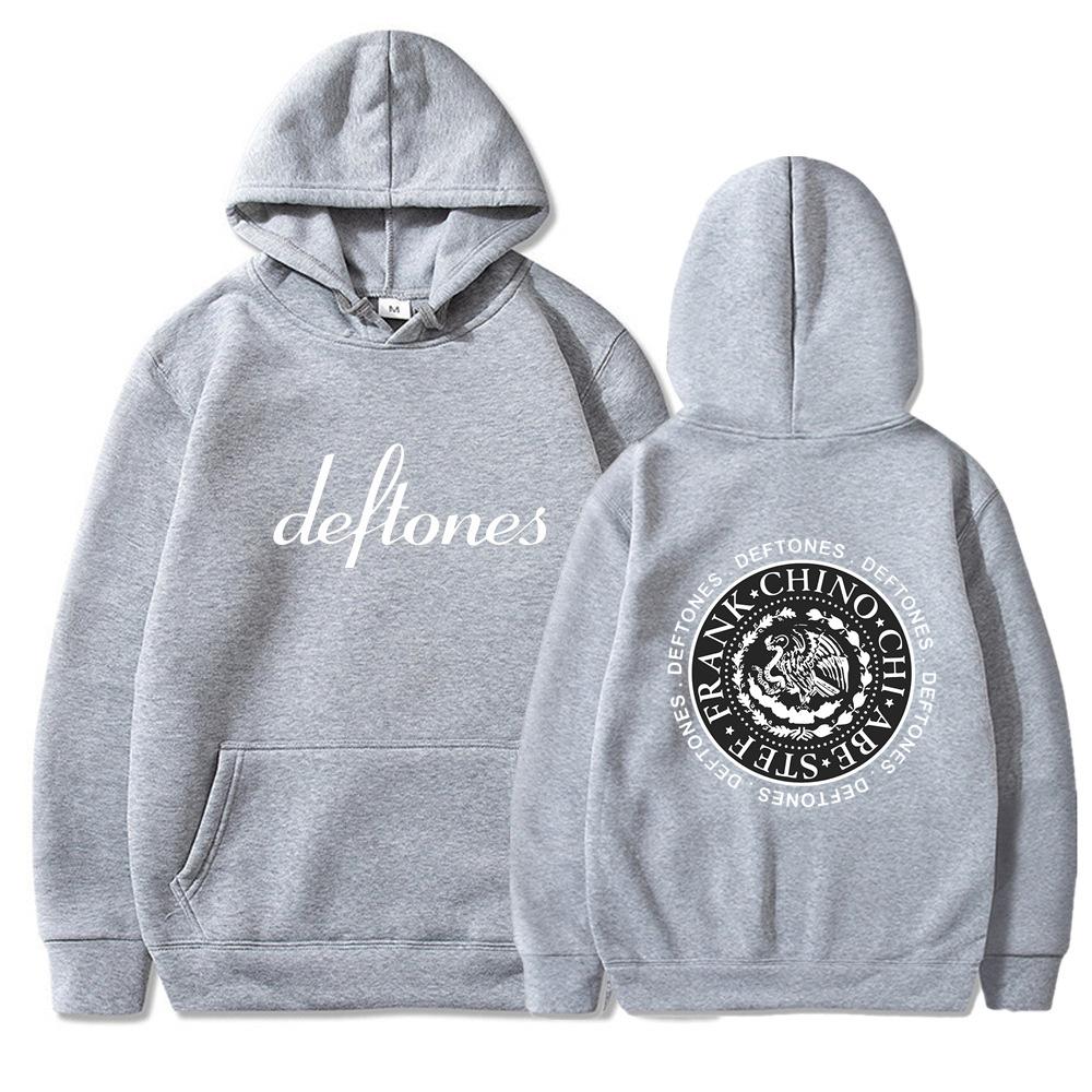 Hip Hop Rapper Printed Deftones LOGO Autumn Unisex Hooded Sweatshirt Fleece Lined Casual Pocket Hoodie for Couple Daily Streetwear Sweatshirt