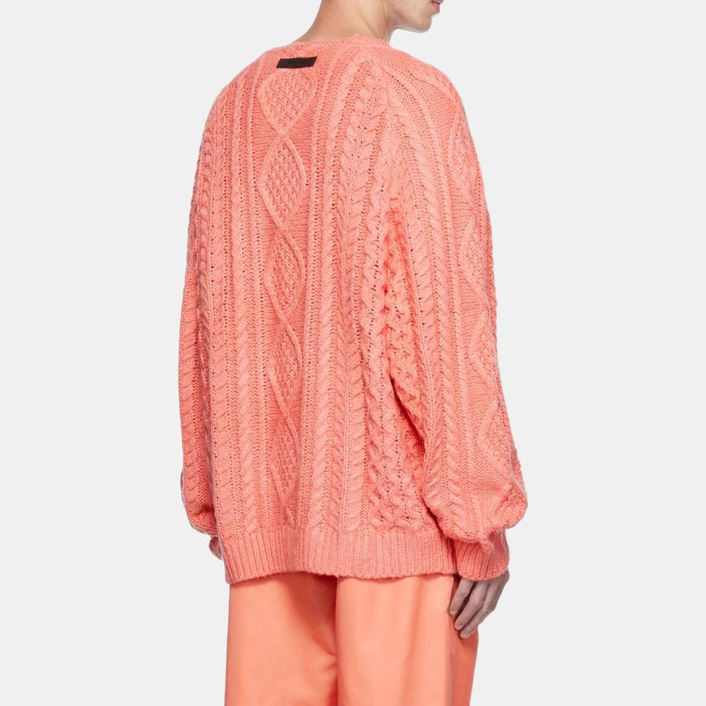 Fear of God Essentials FW22 Cable Knit Crewneck Sweater Men Tops Coral FOG-FW22-019