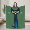 Pete the Cat Blanket Cool Cat Flannel Throw Blanket Summer Air Conditioning Personalised Soft Warm Bedspread