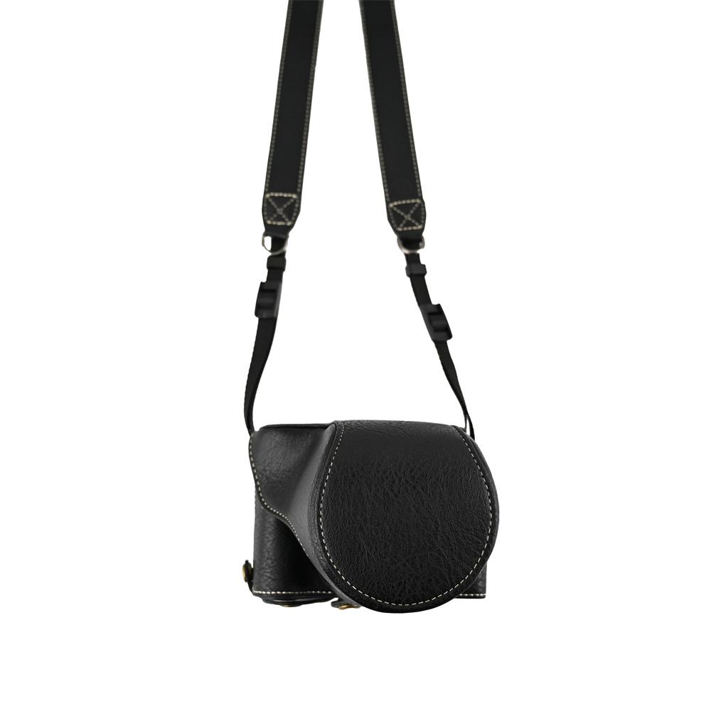 Litchi Pattern PU Leather Shoulder Bag For Canon EOS R50V 14-30mm Lens Camera Case Battery Opening Full Body Cover