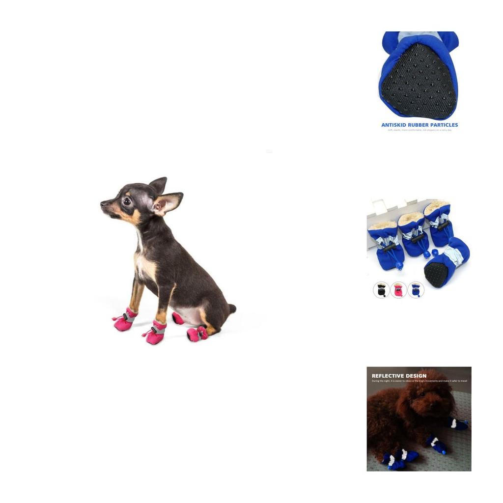 Premium Quality 4pcs Reflective No Slip Dog Shoes Boots With Waterproof Soft Fleece Padded Design