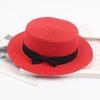Korean Straw Hat - Retro Bow Flat Top Fedora for Spring & Summer Beach Days