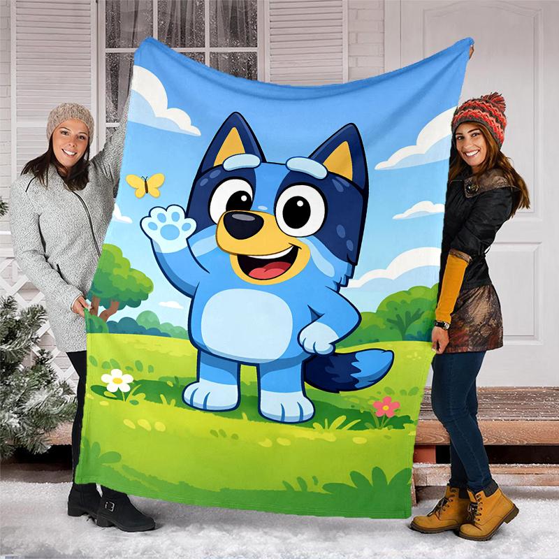 Bluey Theme Printed Blanket Perfect For Couch Bed Travel Outdoor Use Machine Washable Cozy Durable