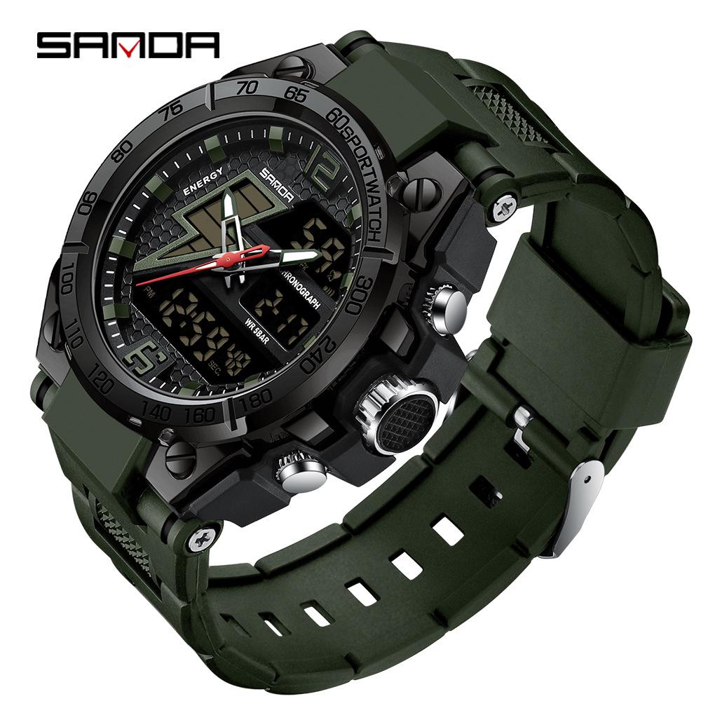 Sanda 6024 Outdoor Sports Shockproof Waterproof Luminous Watch - Unisex Multifunctional Electronic Watch