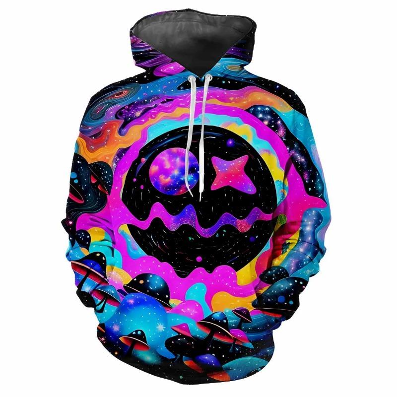 Fashion men's Printed Pigment Pattern Sportswear Casual Long Sleeve Design Hooded Thick Fabric Tops Street Harajuku men's Hoodie