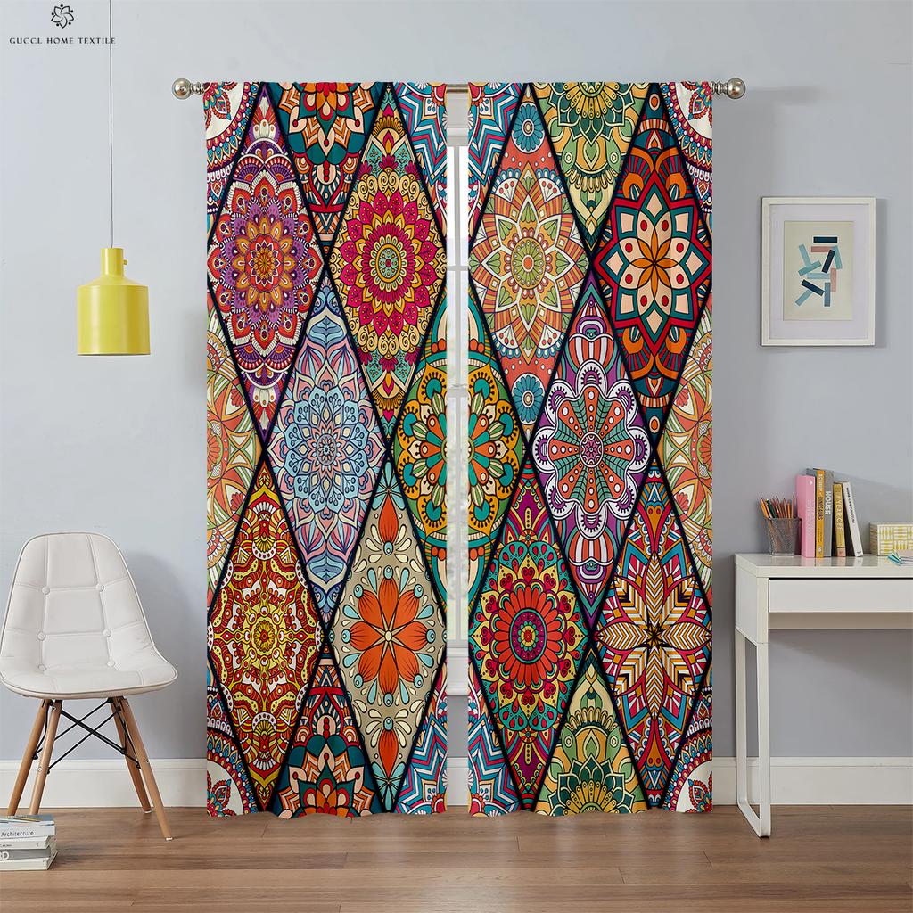 Bohemian Pattern Light blocking Curtains Heat Insulation Custom Bedroom Living Area Kitchen Area Study High Quality