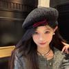 Retro Bow Women Beret Adjustable Sweet Newsboy Cap Lamb Girls Painter Hat Autumn And Winter
