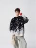 Men's Trendy Red Gradient Snowflake Sweater - Loose Fit, Casual Round Neck, Long Sleeve, Color Block Knitted Top