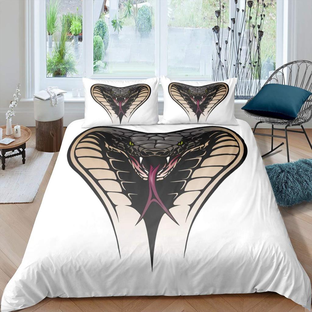 Duvet Cover Cartoon Viper Print Bedding Set for Boys Girls Snake Serpent Comforter Cover Kawaii Child Animal Bedroom Collection