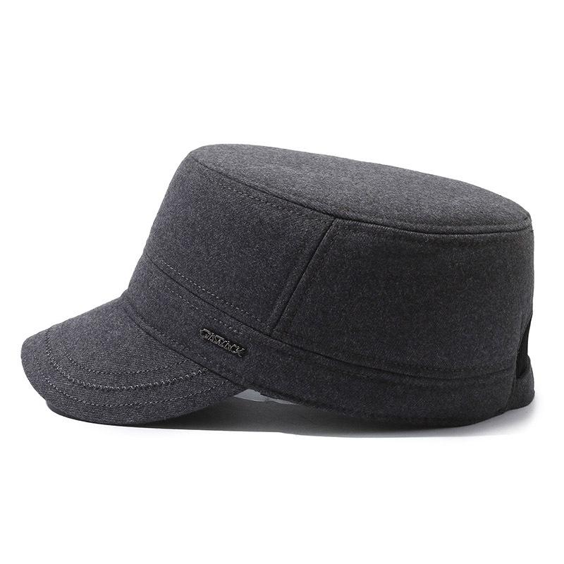 Warm Velvet Flat Top Hat for Middle-Aged and Elderly Men's Ear Protection Coldproof Forward Hat