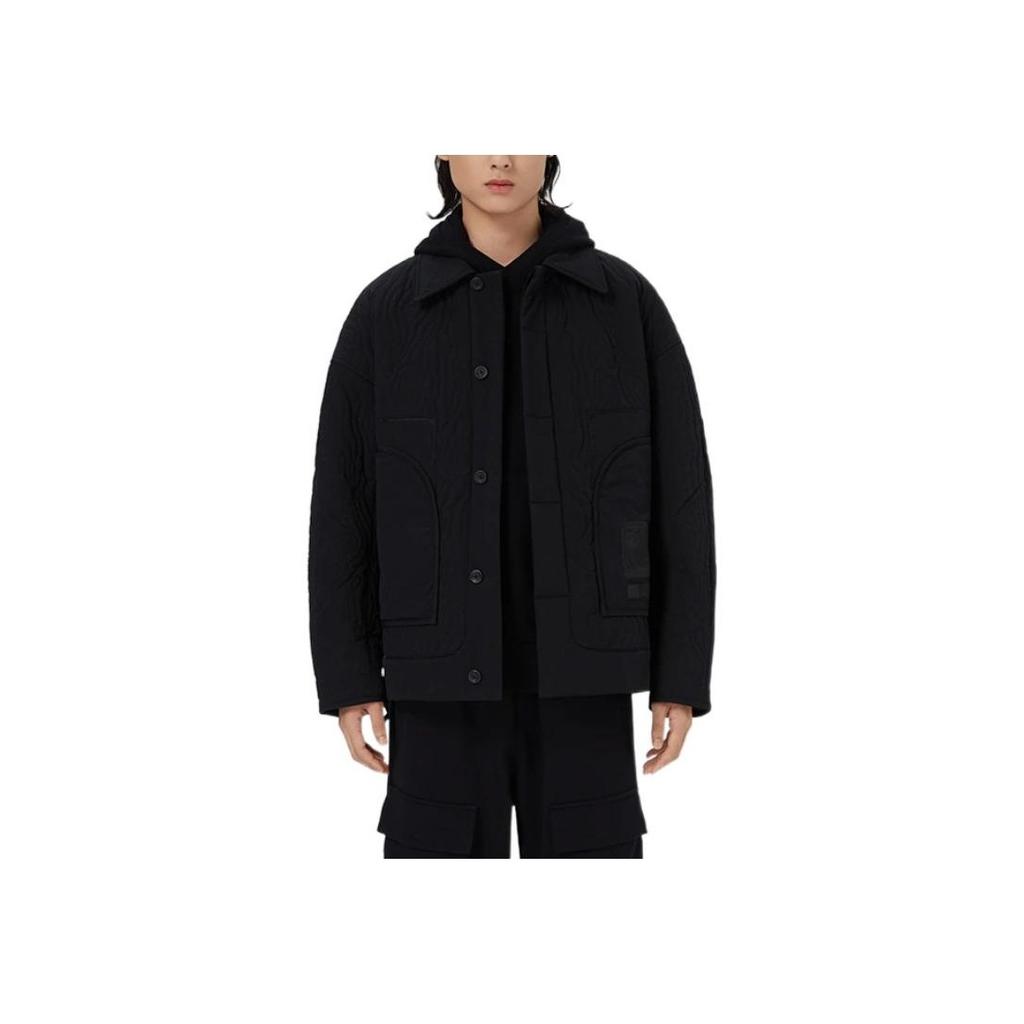 Li Ning X Jackie Chan Kung Fu Series Solid Color Warm Loose Long Sleeve Cotton Jacket Men Jacket Black AJMS059-1