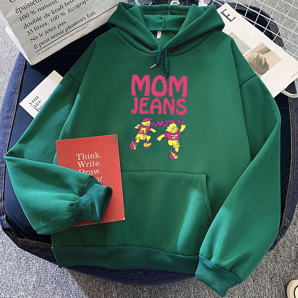 Funny Graphic Clothes Band Mom Jeans Band Streetwear Hoodies Long Sleeve Soft Hooded Pullovers Printing Women