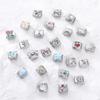 Fashion Shiny Stars Zircon Flowers Cherry Charm Italian Links Fit 9mm Stainless Steel Bracelet Making DIY Jewelry Gifts