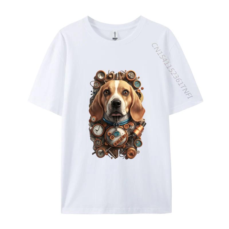 

Funny Beagle Dog TShirt Mechanical Engineer Dog Cosie Printed Tops Tees Retro Cotton Men Top Tshirts S