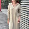New Pattern Women Autumn Winter Sexy V Neck Long Sleeve Knitted Sweater Dress Long Sleeve Straight Cozy Pullover Slim Dresses