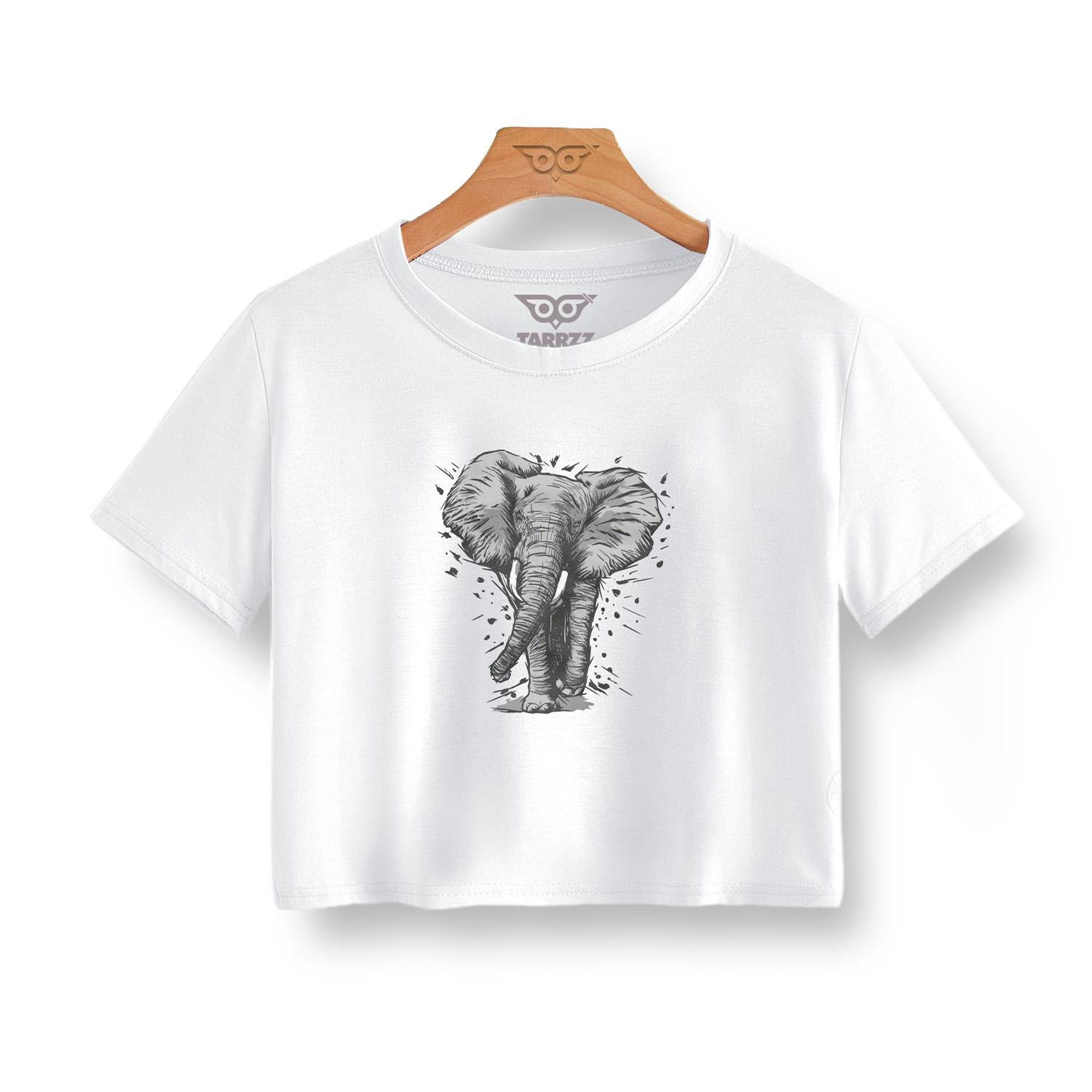 

Женская укороченная футболка с принтом слонов с короткими рукавами, летний модный укороченный топ, женская хлопковая укороченная футболка, однотонная повседневная женская футболка, Tarrzzcom