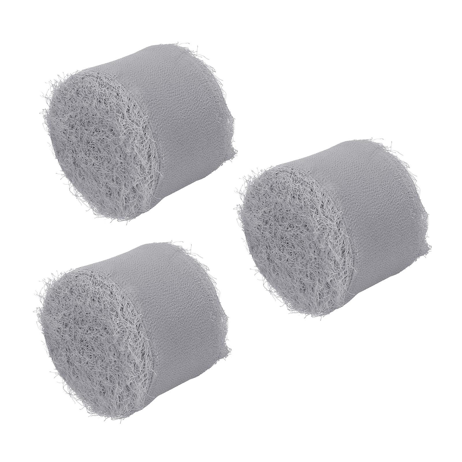 

3 Rolls Fringe Chiffon Silk Ribbon Handmade Frayed Edges Ribbon Set for Flower Bouquet Wrap Gift Wrapping Wedding DIY Crafts 1.5 inch сірий