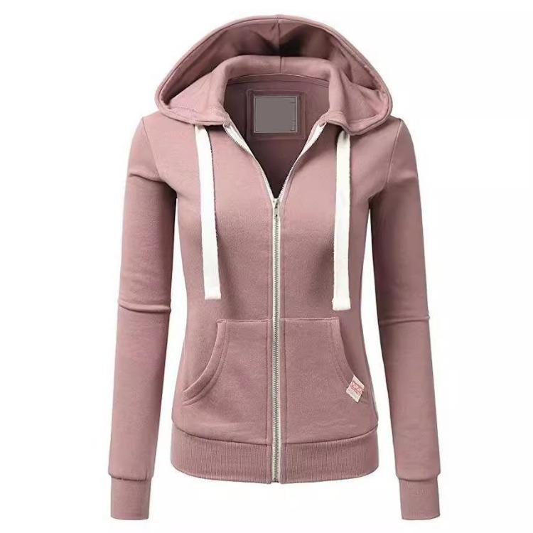 Dames Slim Sweatshirt met Rits en Capuchon Effen Kleur Sportjas Lente Herfst Persoonlijkheid