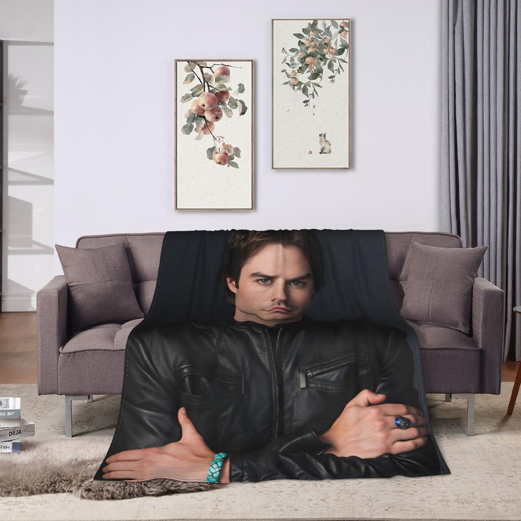Damon Salvatore The Vampire Diaries Blanket Soft Warm Comfortable Plush Throw Living Room Flannel Bedspread Bed Cover