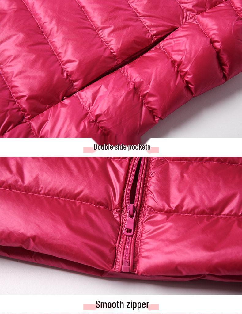 Women's Slim-Fit Lightweight Down Vest - Short Stand-Up Collar, Plus Size, Autumn/Winter 2025