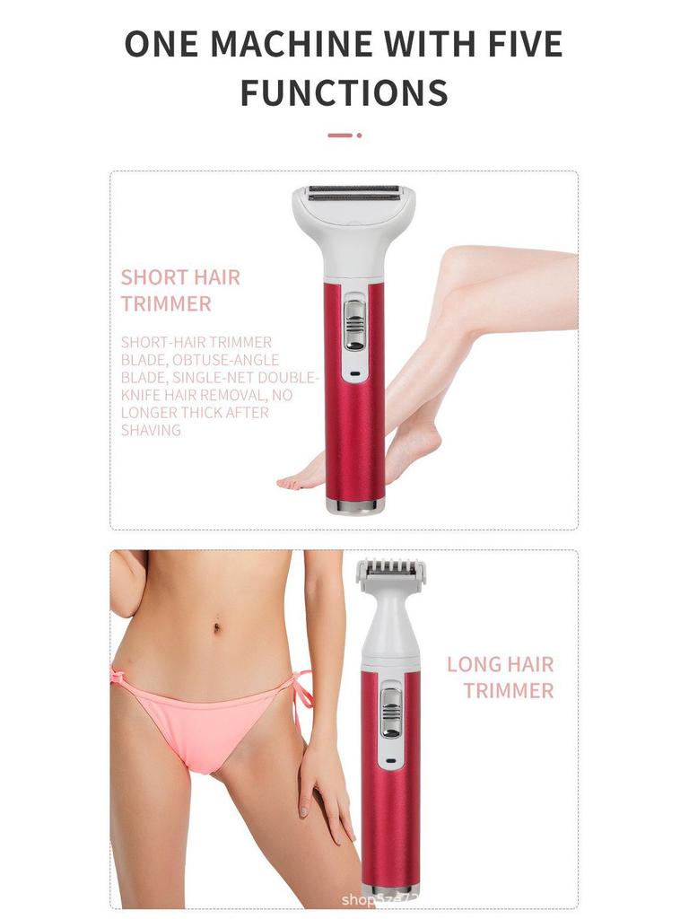Women's 5-in-1 USB Rechargeable Multifunctional Epilator Set for Painless Full-Body Shaving