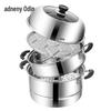 Adneny Three-Layer Stainless Steel Steamer Pot with Visible High Lid