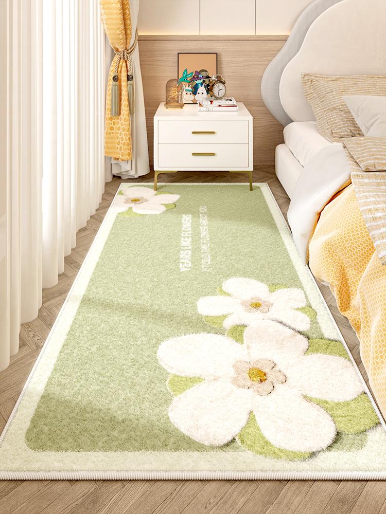 Flower Pattern Bedroom Decor Plush Thick Plush Carpets for Living Room Anti-slip Bedside Washable Floor Mat Home Fluffy Soft Rug
