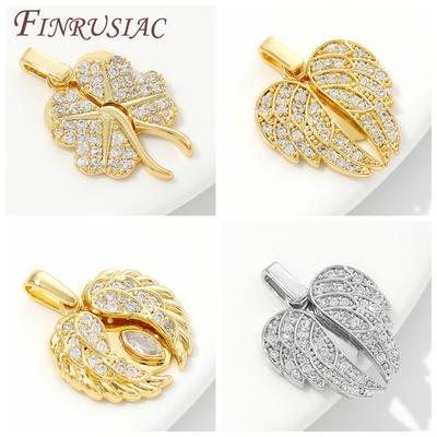 18K Real Gold Plated Charms For Jewelry Necklace Accessories Brass With Zircon Heart Pendants DIY Jewelry Making Supplies