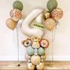 40pcs Jungle Retro Animal Balloon Set Lion Giraffe Balloon 1-9 Birthday Decoration Anniversary Jungle Theme Party Decoration