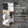 Aesthetic Flower Marble Texture Art Tempered Glass Phone Case for Motorola Moto G85 G84 G75 Edge 50 Fusion 40 Neo 30 Pro Covers