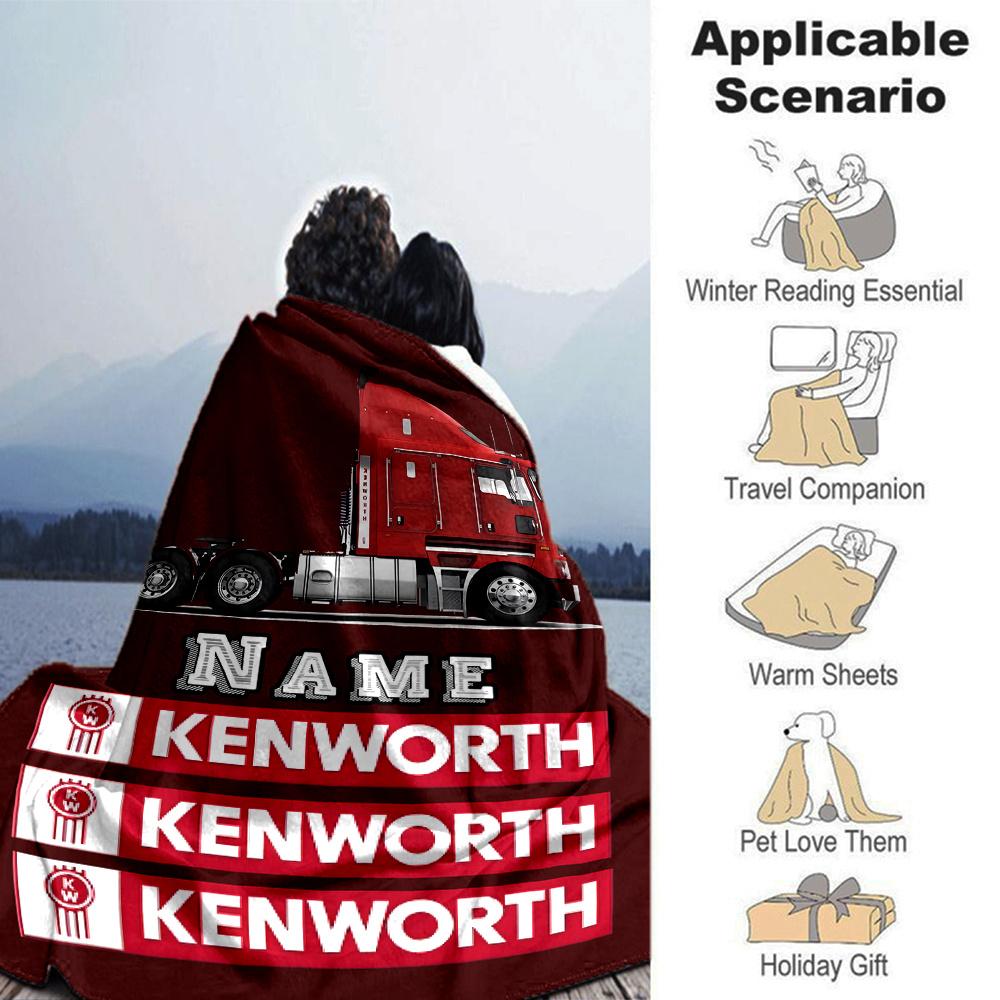 Kenworth Truck Design With Bold Red And White Elements Customize Your Name Cartoon Movie Pattern Blanket Chair Office Sofa Bed Camping Soft And Warm