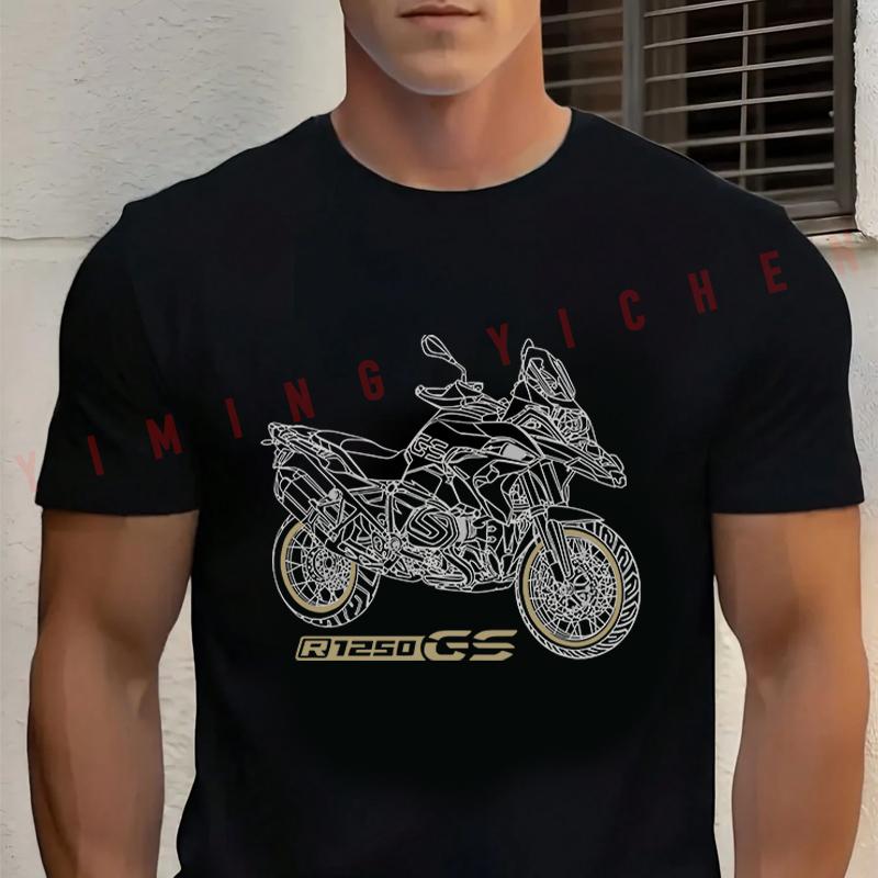 GS 1250 R 1250 GSBlack Motorcycle Cotton Moto T-Shirt Fashionable CasualSummer Travel And Sports Tee