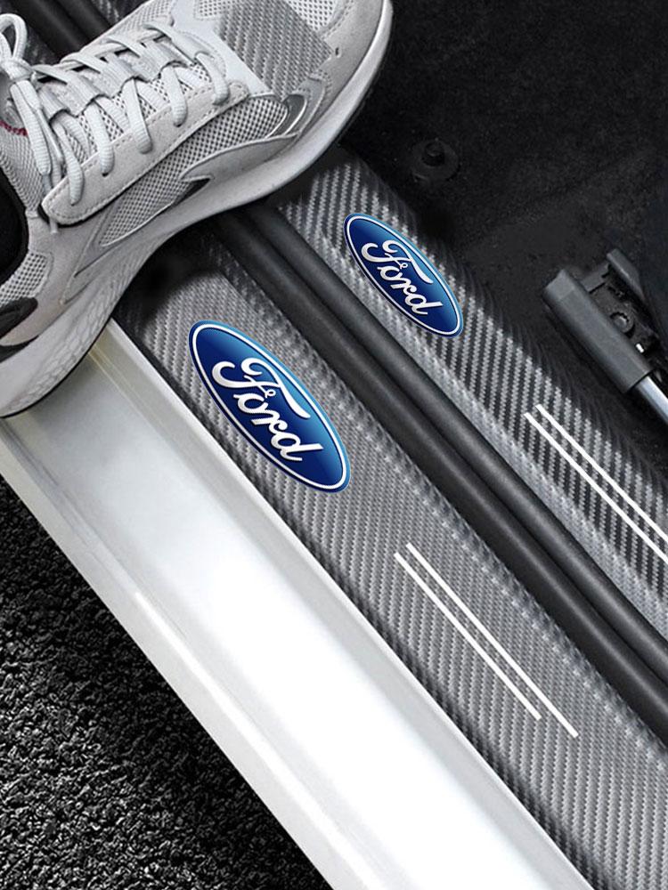 Carbon Fiber Car Paste Door Sill Anti Scratch For Ford B-Max Cmax Smax KA St Line Galaxy Explorer Expedition Mondeo Accessories
