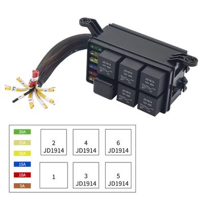 12V Relay Box 6 Slots Universal Relay Fuse Relay Box Relay Block With 4 Pin 40A 6 Way ATC/ATO Fuse Block for Car Truck Trailer