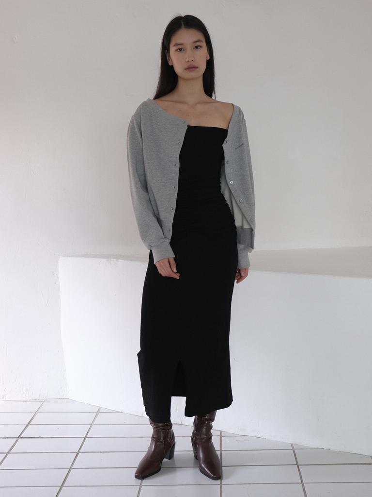 Ecommae Wide-Neck Cardigan (Gray)
