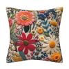 Vibrant 3D Printed Wildflower Meadow–Colorful Boho Floral Decorative Throw Pillow Cover Cotton Linen Cushion Cover