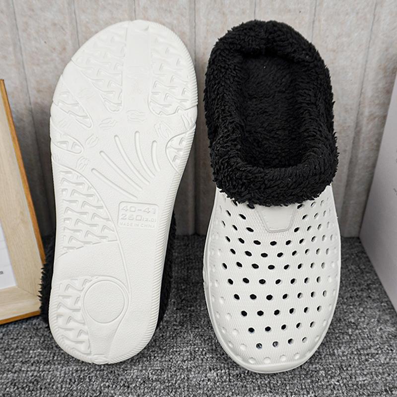 Winter Herren Damen Hausschuhe Warme Pelzige Hausschuhe Weiche Innen Schlafzimmer Cott Schuhe EVA Flauschige Slides Lässige Bequeme Plüsch Clogs