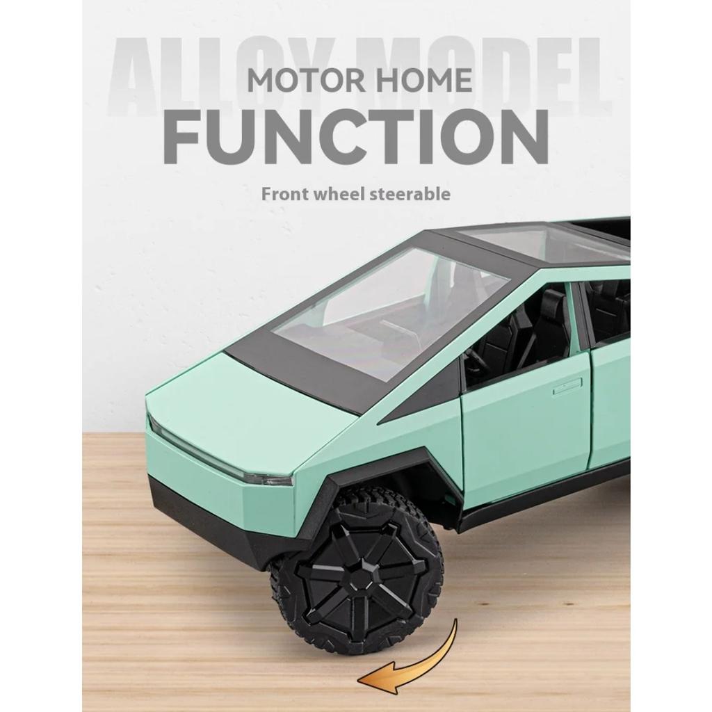 1/24 Tesla Cybertruck Off Road Truck Alloy Metal Diecast Car Model Sound Light Hobby Collectible Birthday Gifts for Boyfriend Children