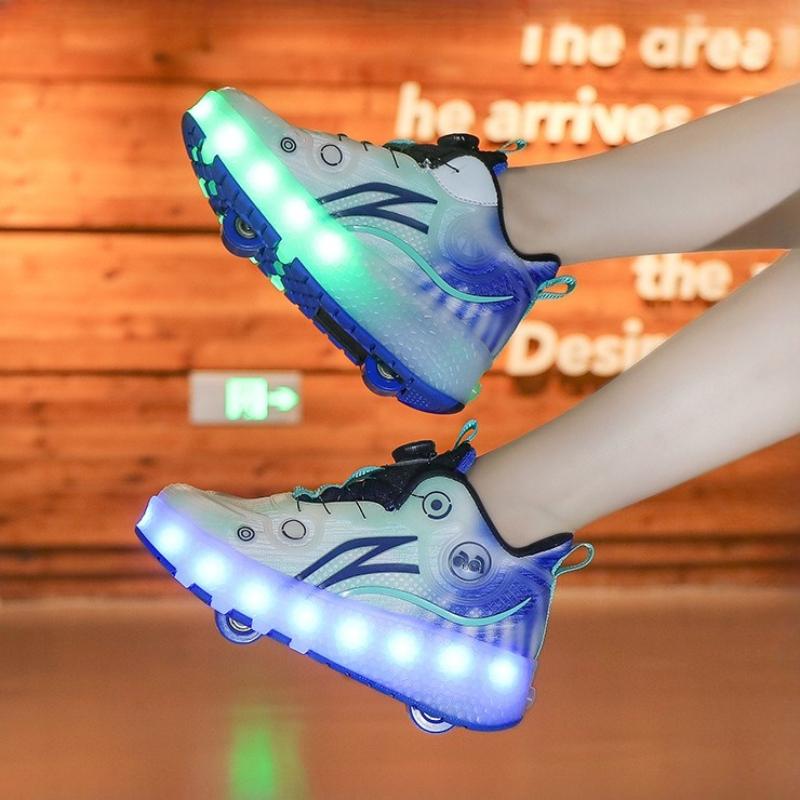 Inline Skate Shoes Children's Deformation Shoes 2 Wheel Roller Skates Dual-use Roller Skates for Boys and Girls LED Sneaker