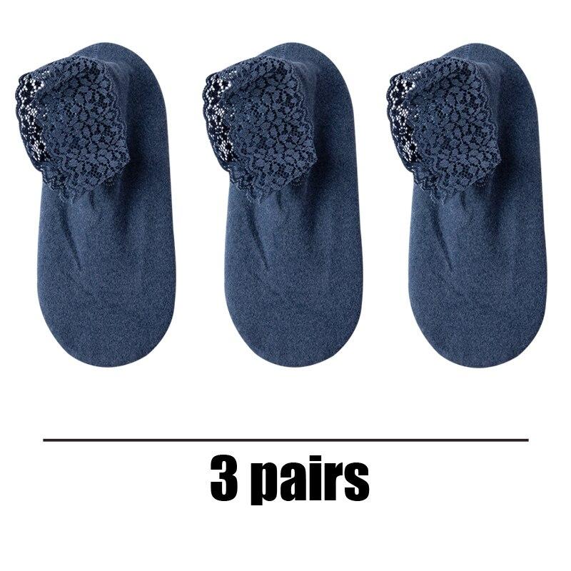 Women's Autumn Winter Thickened Warm Fleece Socks Lace Ankle Socks Non-slip Floor Socks