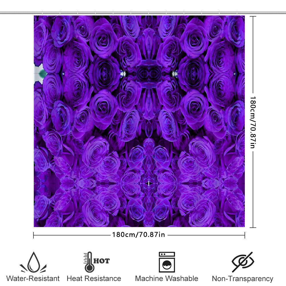 Kaleidoscope Rose Bath Curtain Purple Floral Shower Fabric Decorative For Bathroom