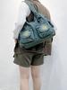 Denim Bag Women'S Wash Retro Messenger Bag Multi-Pocket Shoulder Bag Large Capacity Tote Bag