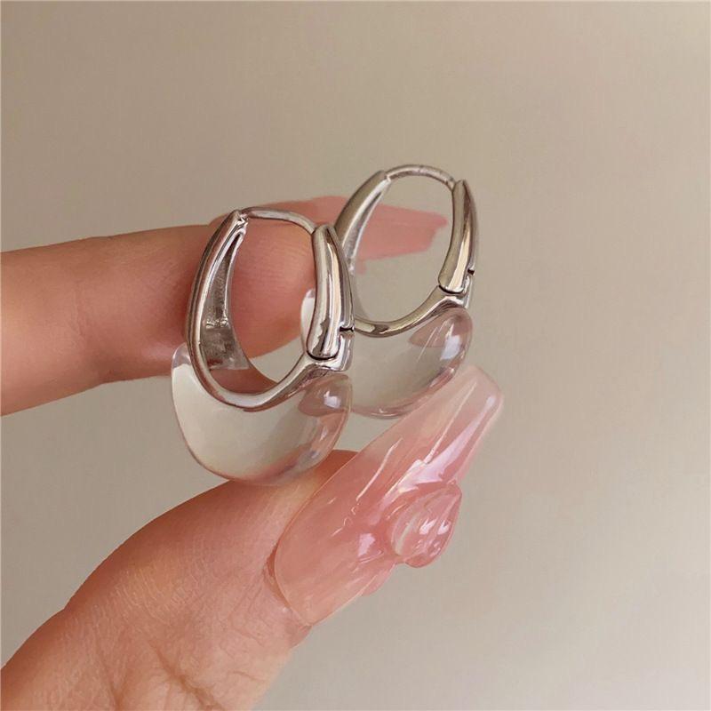 New Trendy Water Drop Stud Earrings For Women Fashion Copper Plated Golden Jewelry Transparent Accessories For Party