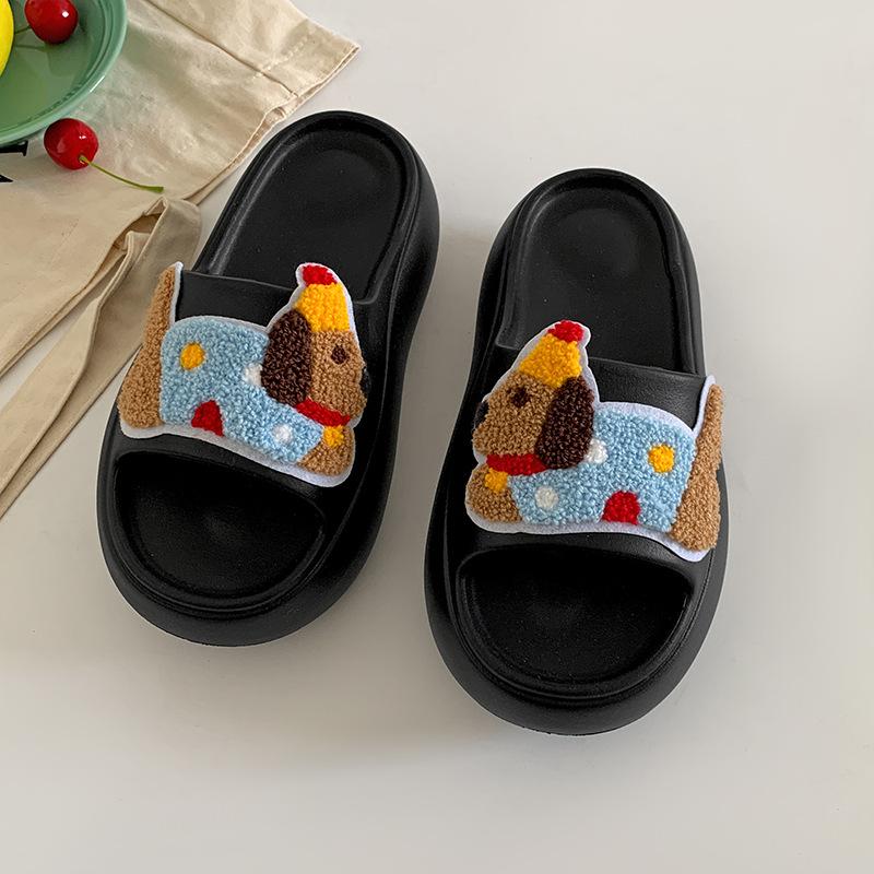 Dachshund lightweight thick-bottomed one-word slippers for women's summer wear, non-slip and cool slippers for stepping on shit