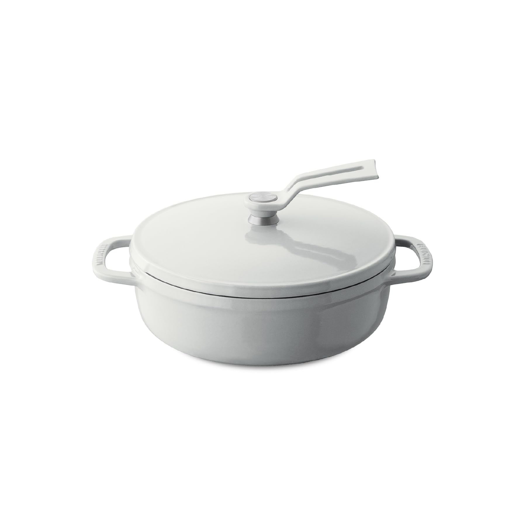 

Vermicular 18cm Shallow Cast Iron Enamel Pot with Sea Salt White Waterless Cooking and Bake Includes Recipe Oven Pot Flavor, Function, Book, 2,