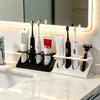 Desktop Organizer & Toothbrush Holder with Razor Storage Shelf - Space-Saving Plastic Bathroom/Kitchen Organizer